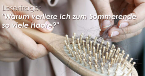 Warum verliere ich zum Sommerende so viele Haare? Diese Leserfrage wird visualisiert durch eine Bürste, in der sich viele Haare verfangen haben