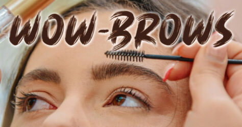 Wow-Brows. Es geht um Augenbrauen und Styling-Trends. Das Bild zeigt die Augenbrauenbehandlung einer jungen Frau