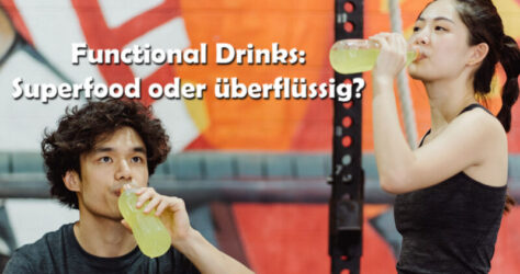 Zwei Menschen trinken Functional Drinks in einem Gym. Die Frage ist jedoch, ob die Drinke ein Superfood oder einfach nur teuer und überflüssig sind